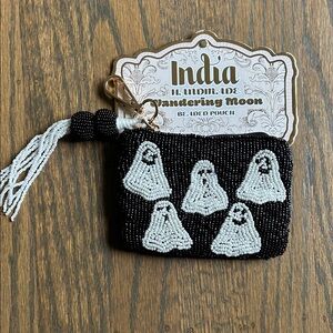 Black and White Beaded Ghost Pouch